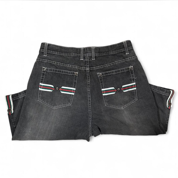 VTG Retro Y2K Men's Black Denim Shorts Size Waist 34” - Picture 5 of 6